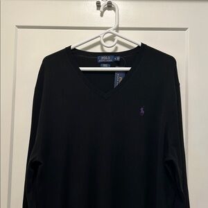 Ralph Lauren Black Slim Fit Sweater  purple polo horse hard to find